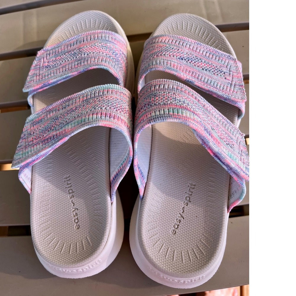 Easy Spirit Women Pink Blue Space Dye Knit Adjustable Slide Sandals Size 6M - Picture 5 of 10